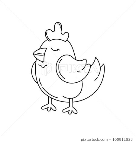 Chicken Doodle Coloring Book with Vector Illustration for Kids 100911823