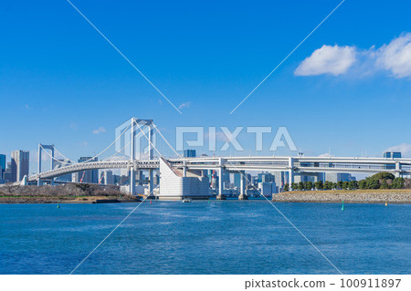 Rainbow Bridge with blue sky 100911897