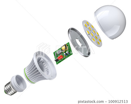 Exploded view of LED bulb  100912513