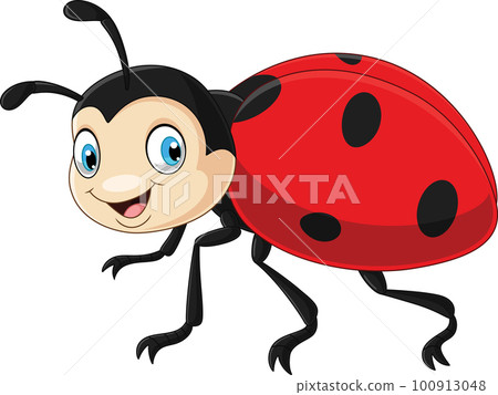Cartoon happy ladybug on white background Cartoon happy ladybug on white background 100913048