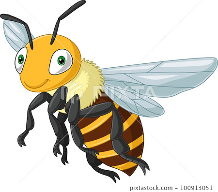 Cartoon wasp flying on white background Cartoon wasp flying on white background 100913051
