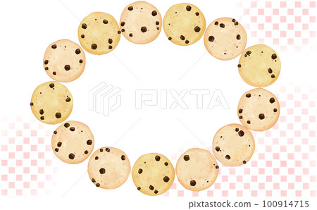 Chocolate chip cookie ellipse frame Square dot background Illustration material Color difference / difference Chocolate chip cookie ellipse frame Square dot background Illustration material Color difference / difference 100914715