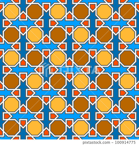 Seamless arabic tradition geometric ornament in color. 100914775