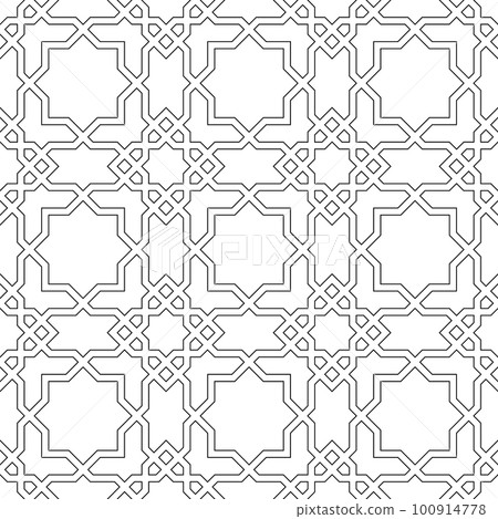 Seamless geometric ornament based on traditional islamic art. Black and white. Seamless geometric ornament based on traditional islamic art. Black and white. 100914778