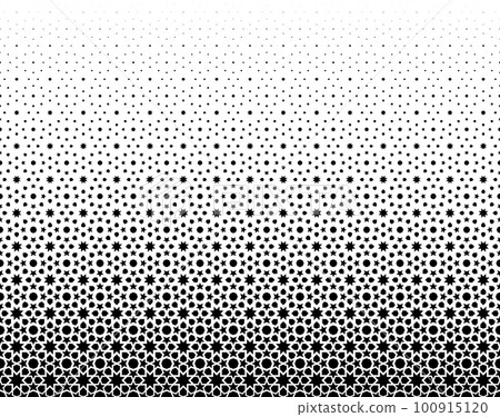 Geometric pattern of black figures on a white background. Seamless in one direction.Scale method Geometric pattern of black figures on a white background. Seamless in one direction.Scale method 100915120