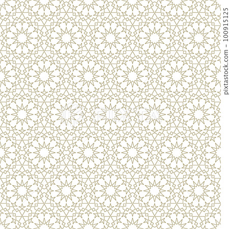 Seamless arabic geometric ornament in brown color. Seamless arabic geometric ornament in brown color. 100915125
