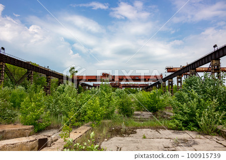 Truck crane at the old Industrial factory 100915739