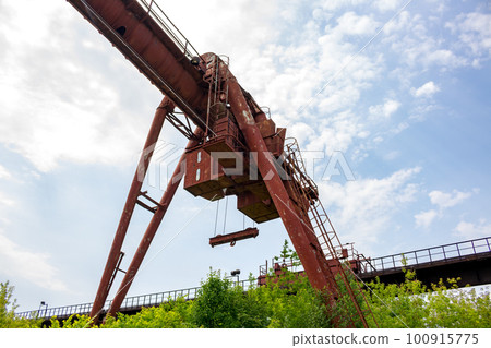 Truck crane at the old Industrial factory 100915775