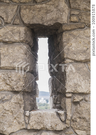Window embrasure in an old abandoned fortress Window embrasure in an old abandoned fortress 100915878