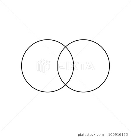 Otline Venn diagram with 2 overlapped circles. Mathematical or logical relationship between different groups of things. Template for analytics schema 100916153