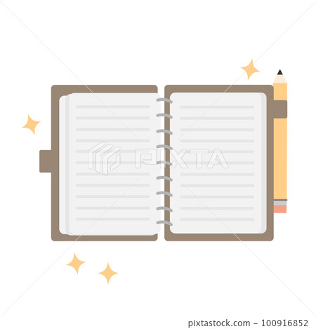 全新的筆記本日記筆記本鉛筆插圖 100916852