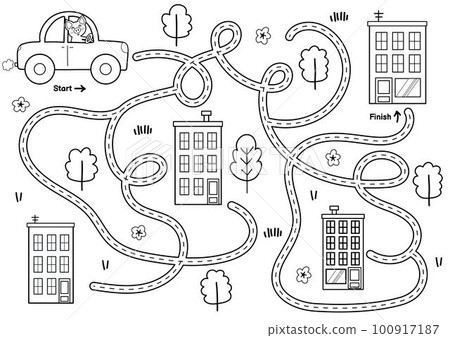 Black and white maze game for kids. Help cute pig find the way to the home Black and white maze game for kids. Help cute pig find the way to the home 100917187