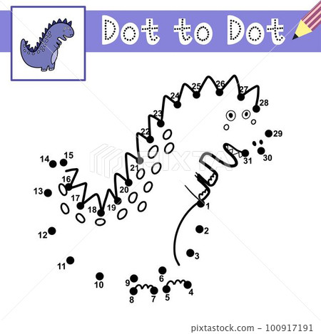 Connect the dots and draw a cute dinosaur. Dot to dot game with Tyrannosaurus Rex Connect the dots and draw a cute dinosaur. Dot to dot game with Tyrannosaurus Rex 100917191