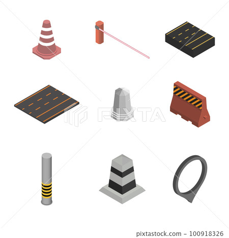 Under construction design elements, flat 3D... - Stock Illustration ...
