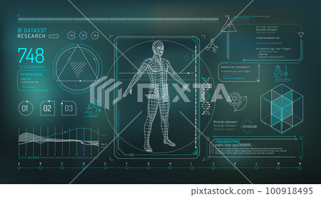 Set of infographic elements about the study of the human genome. 100918495