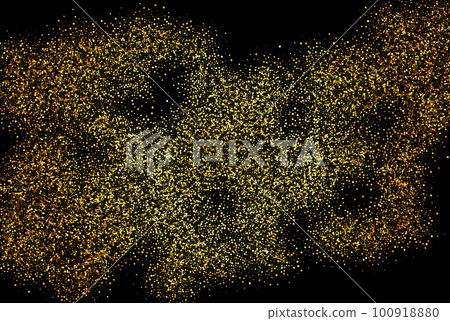 Golden glitter texture on black. Scattered golden color confetti,holiday background texture. 100918880