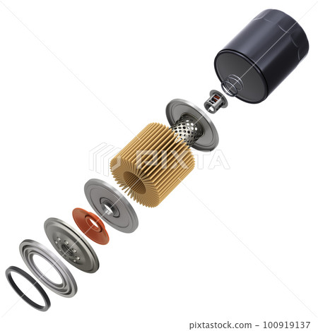 Exploded view of car oil filter 100919137