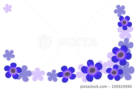 Blue anemone L-shaped frame Illustration material White background Differences and color differences Blue anemone L-shaped frame Illustration material White background Differences and color differences 100920980