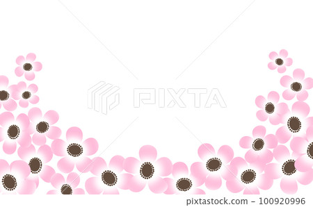 Pink anemone frame illustration material White background Differences / color differences 100920996