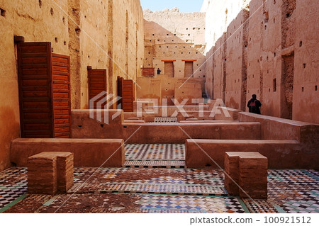 Mosaics at El Badi palace in Marrakech city in Morocco Mosaics at El Badi palace in Marrakech city in Morocco 100921512
