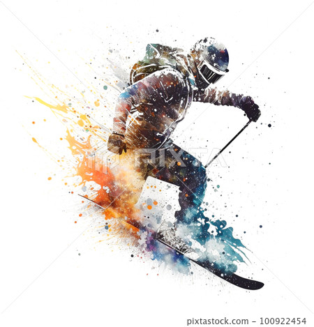 滑雪者繪畫藝術 100922454