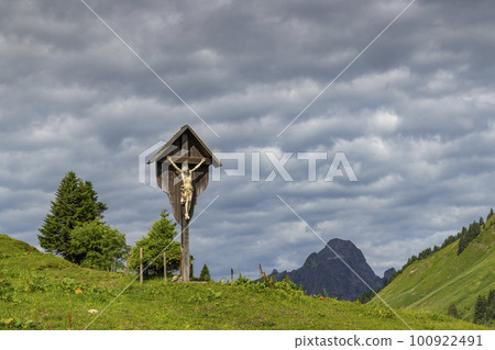 Landscapes near Kalbelesee, Hochtann Mountain Pass, Warth, Vorarlberg, Austria 100922491