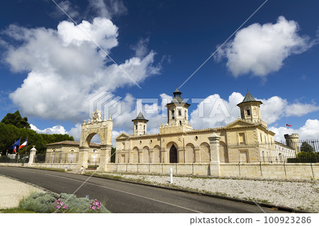 Vineyards with Chateau Cos d'Estournel, Bordeaux, Aquitaine, France Vineyards with Chateau Cos d'Estournel, Bordeaux, Aquitaine, France 100923286