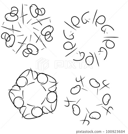 Set of circular and radial abstract design...-插圖素材 [100923684] - PIXTA圖庫