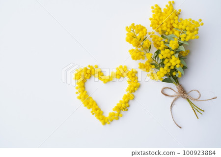 Mimosa bouquet and heart-shaped arrangement Mimosa bouquet and heart-shaped arrangement 100923884