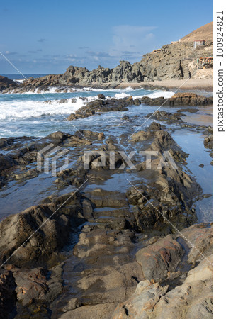 Natural pools in the rocks, Aquas Verdes, Fuerteventura 100924821