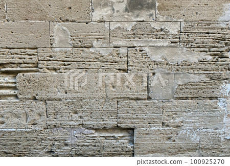 Textured Stone Wall in Alcudia, Mallorca, Spain Textured Stone Wall in Alcudia, Mallorca, Spain 100925270