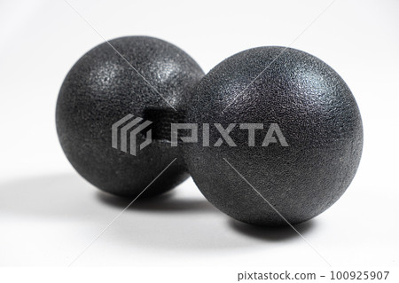 Double back massage ball, myofascial release, back muscle relaxation, self-massage. Double back massage ball, myofascial release, back muscle relaxation, self-massage. 100925907