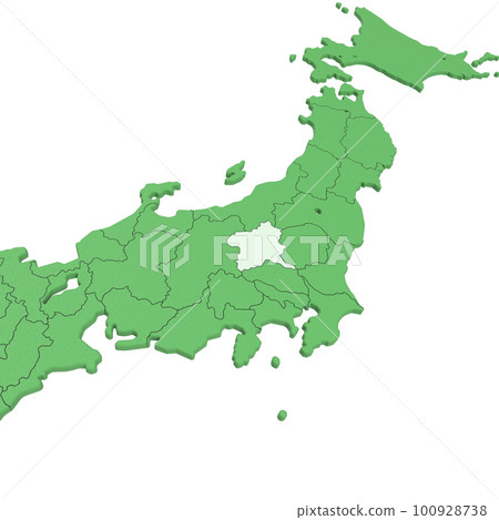 Vector material / Bird view of the Japanese archipelago Prefectural border display [Gunma Prefecture] 100928738