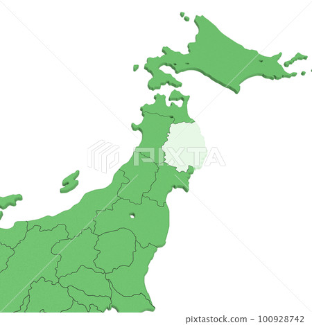 Vector material / Bird view of the Japanese archipelago Prefectural border display [Iwate Prefecture] 100928742