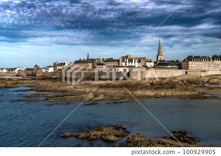 Ancient City Saint-Malo At The Atlantic Coast Of Brittany In France Ancient City Saint-Malo At The Atlantic Coast Of Brittany In France 100929905
