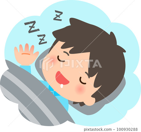 A man sleeping with a smile and snoring, falling asleep A man sleeping with a smile and snoring, falling asleep 100930288