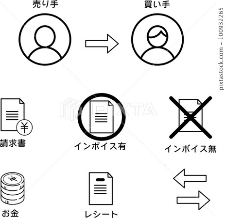 發票系統黑白圖標集 100932265