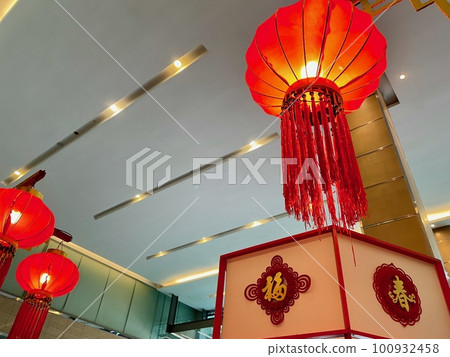中國新年的紅燈籠 100932458