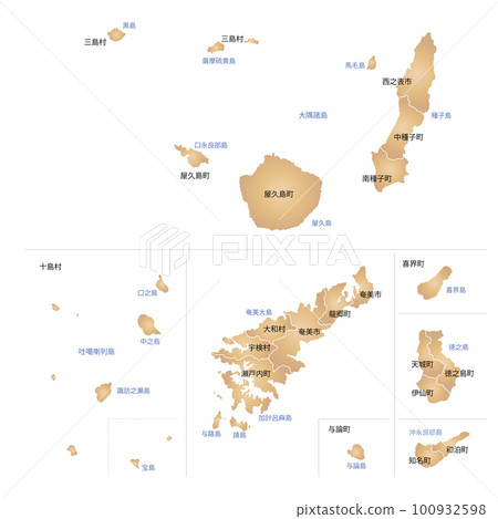 鹿兒島縣孤島市町村地圖 鹿兒島縣孤島市町村地圖 100932598