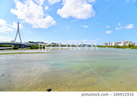 Toyomi Ohashi Bridge, Shin-Naha Ohashi Bridge / Lake Manko, looking towards Kohagura (Naha City, Okinawa Prefecture) [February 2023] 100932910