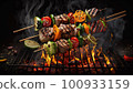 Bake meat on the barbecue 100933159