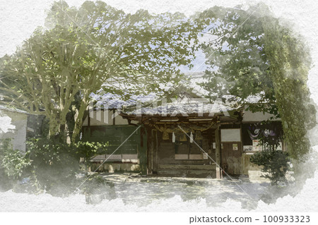 Watercolor-style Shingu, Kamikura Shrine, shrine office, Shingu City, Wakayama Prefecture 100933323