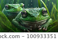Frog on a leaf 100933351
