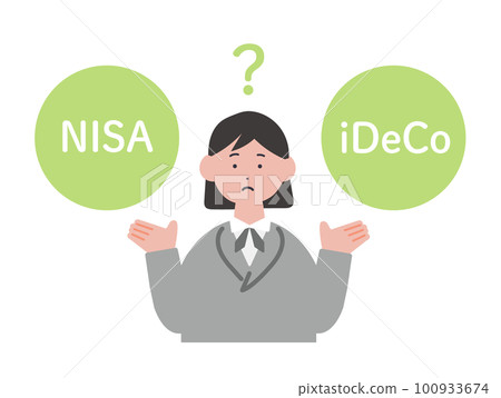 比較 NISA 和 iDeCo 的女性插圖 100933674