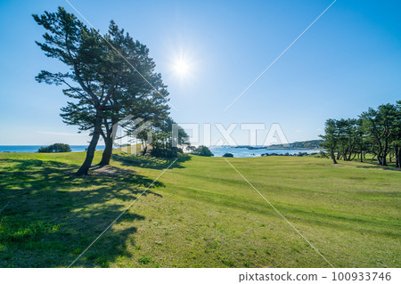 「青森縣」晴空萬里、草地秀美的八戶市種差海岸 「青森縣」晴空萬里、草地秀美的八戶市種差海岸 100933746