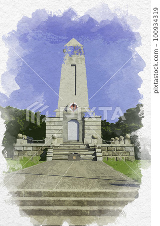 Watercolor-style Kushimoto Cenotaph for Turkish Warship Distress, Kushimoto-cho, Wakayama Prefecture Watercolor-style Kushimoto Cenotaph for Turkish Warship Distress, Kushimoto-cho, Wakayama Prefecture 100934319