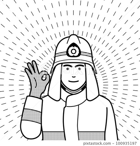 Firefighter giving an OK sign 100935197