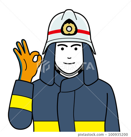 Firefighter giving an OK sign 100935200