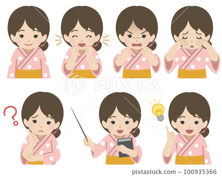 少女上半身表情套裝浴衣 100935366