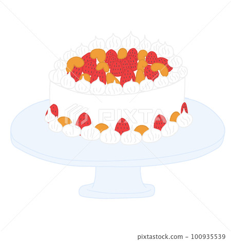 生日蛋糕配白色鮮奶油的插圖 100935539
